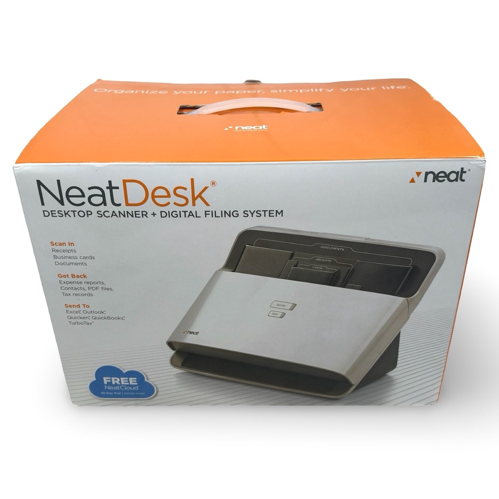 NeatDesk Desktop Scanner Digital Filing System White Gray ND-1000 Open Box